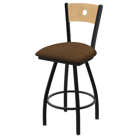 36 Swivel Counter Stool,Nickel Finish,Nat Back,Rein Thatch Seat